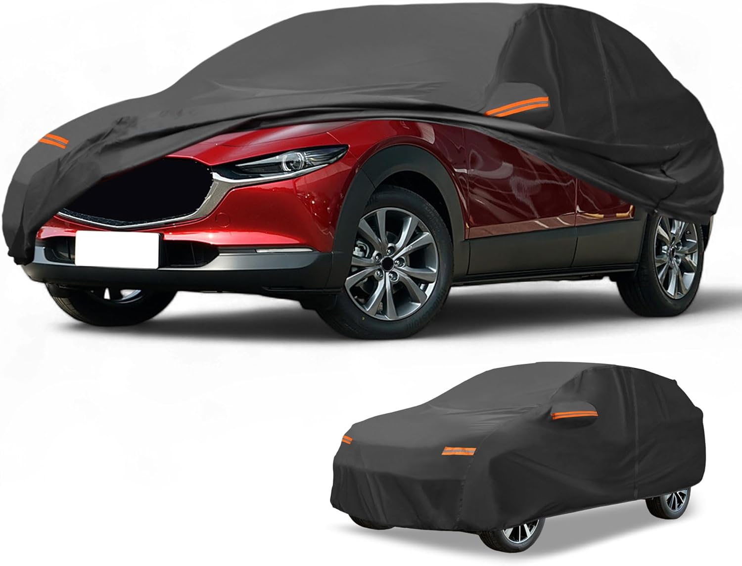 Car Cover Waterproof All Weather Sun Rain Protection Full Exterior Cover for Mazda CX-30 Black with Left Side Zippers