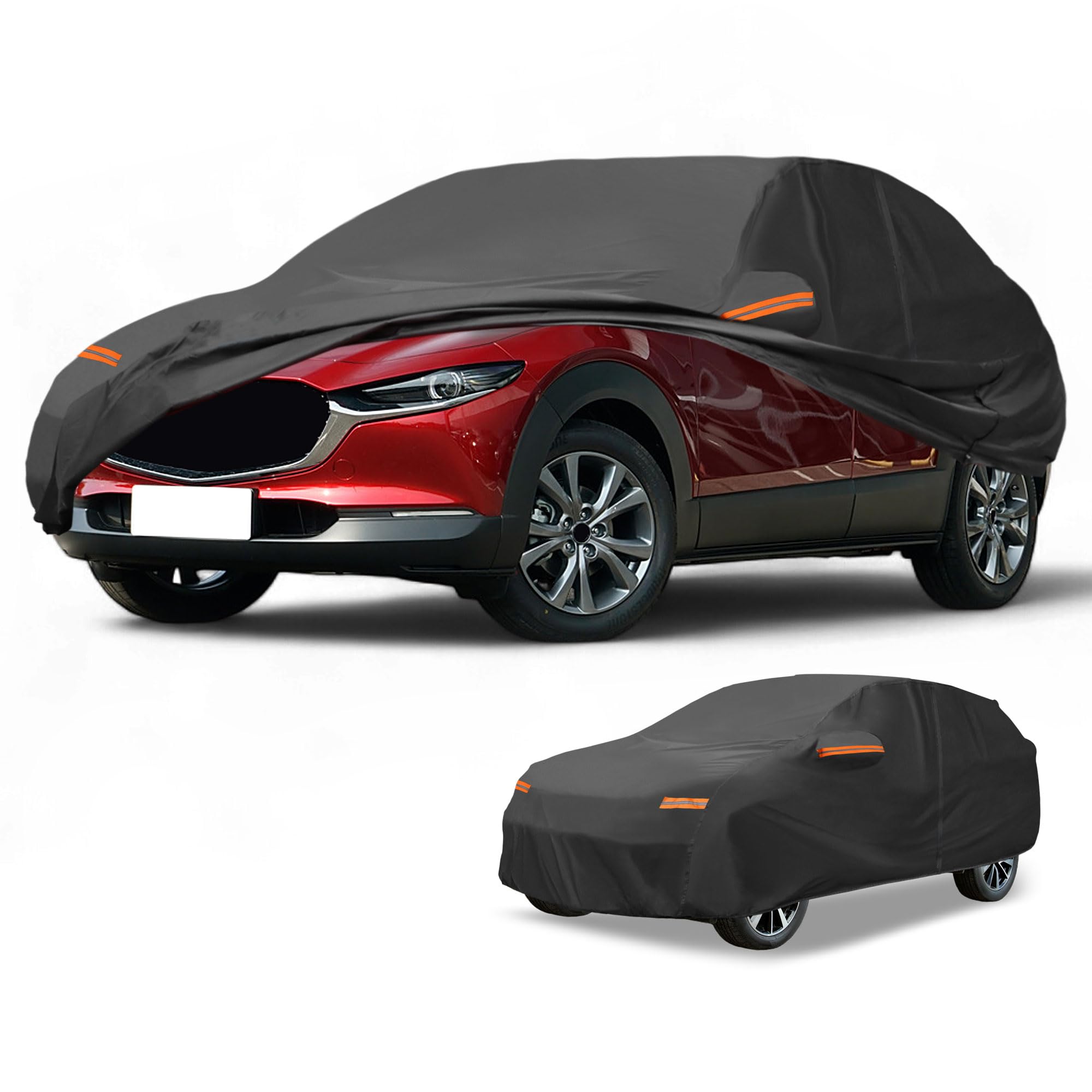 Copriauto Impermeabile Per BMW X5 18-23 1Pc | Nero, 190T-PU, 445X185X140 Cm, Esterno, Copertura Completa, Cerniere Laterali, Elastico, Strisce Riflettenti