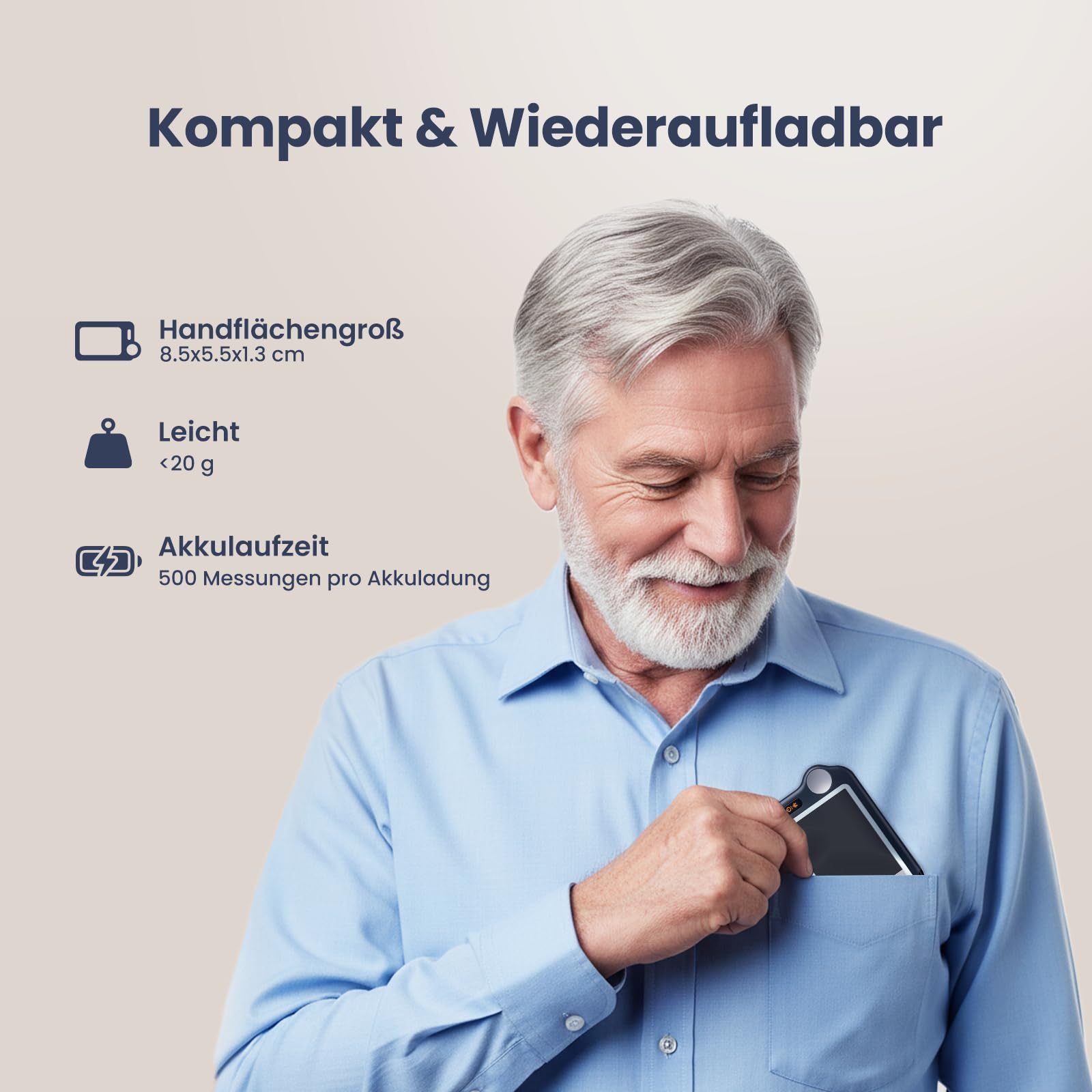 CheckMe Plus EKG Gerät für Zuhause, KI-Analysefunktion, 30s/ 60s/5min Messzeit für Smartphone und PC, Persönlicher Tragbarer Herzgesundheits-Tracker, Großbild-Echtzeitanzeige
