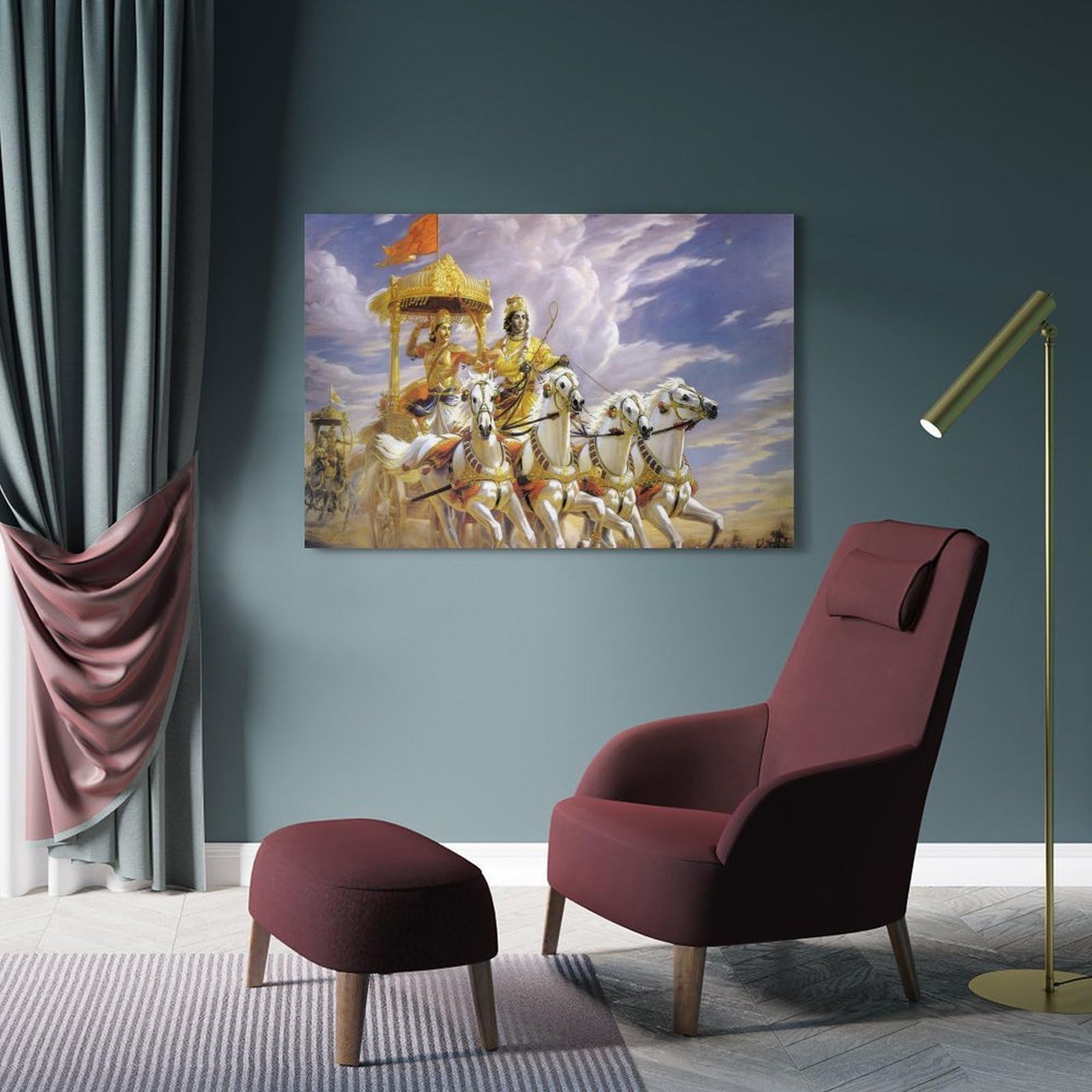 YiXong Bhagavad Gita Hinduizm Plakat Dekoracyjne Malarstwo Płótno Plakaty Ścienne I Artystyczny Nadruk Nowoczesny Rodzinny Sypialnia Dekoracje Plakaty 16 x 24 cale (40 x 60 cm)