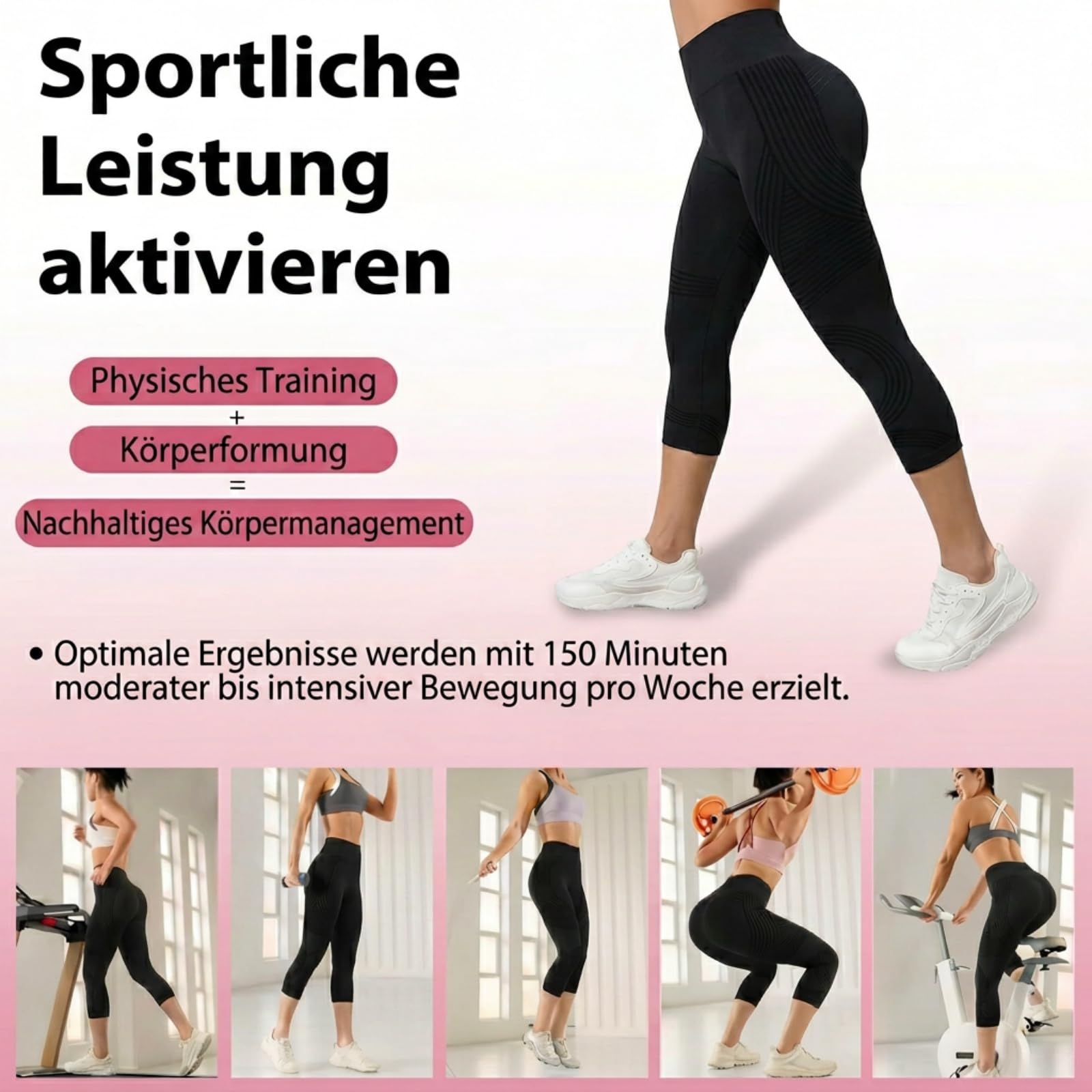Coreex Celluflex 3D-Kompressionsleggings, Leggings Damen 3/4 LipöDem Anti Cellulite Leggings kompressionsleggins Damen High Waist Push-Up Trousers Yoga Fitness Sportleggins Sommerhose