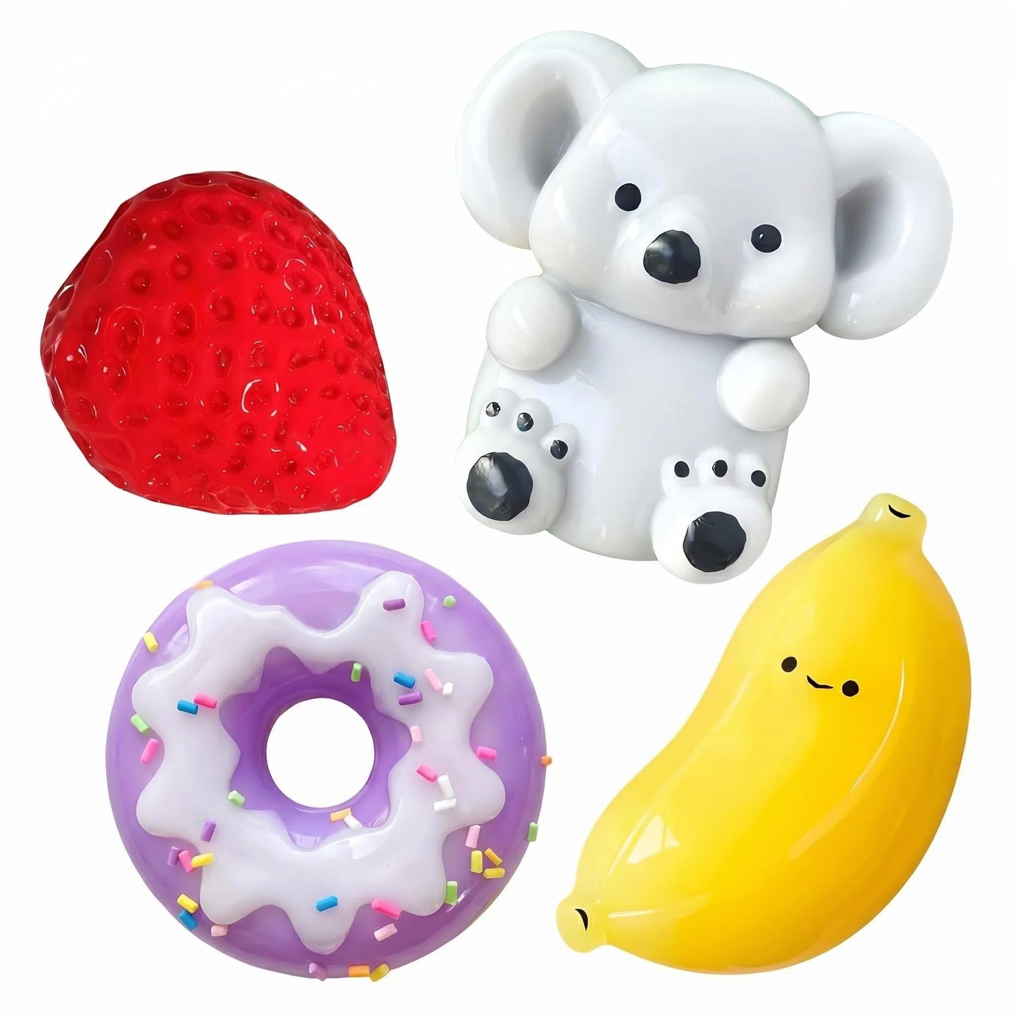 4PCS Squeeze Toys, Taba Squeeze Toys, Stress Relief Fidget Toys, Strawberry Squeeze