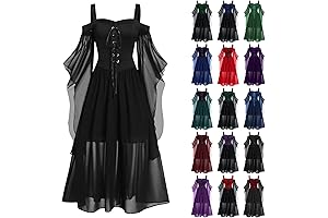 Halloween Gothic Dress for Women, Vintage Plus Size Butterfly Sleeve Cosplay Gown...
