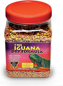 T-Rex Iguana Food Adult Formula Dry Iguana Diet with Added Vitamins & Minerals, Plant-Based Reptile Food, Easy to Prepare Moist Feeding Formula, 16 oz