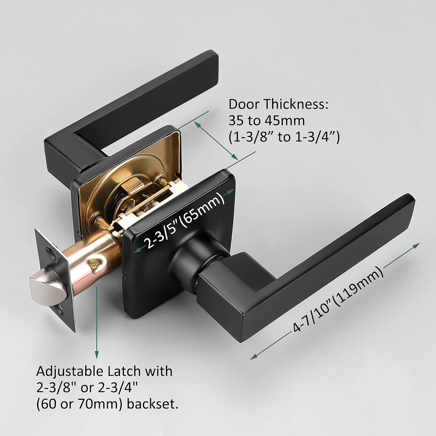 Uр Tо 40% оƒƒ GOBEKOR 3 Pack Matte Black Passage Door Levers Hallway Closet Door Handles Square Interior Door Handle with Lock Keyless Straight Lever Handles