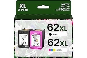 Remanufactured Ink for HP Envy 7640: 62XL Black & Color Ink Cartridges