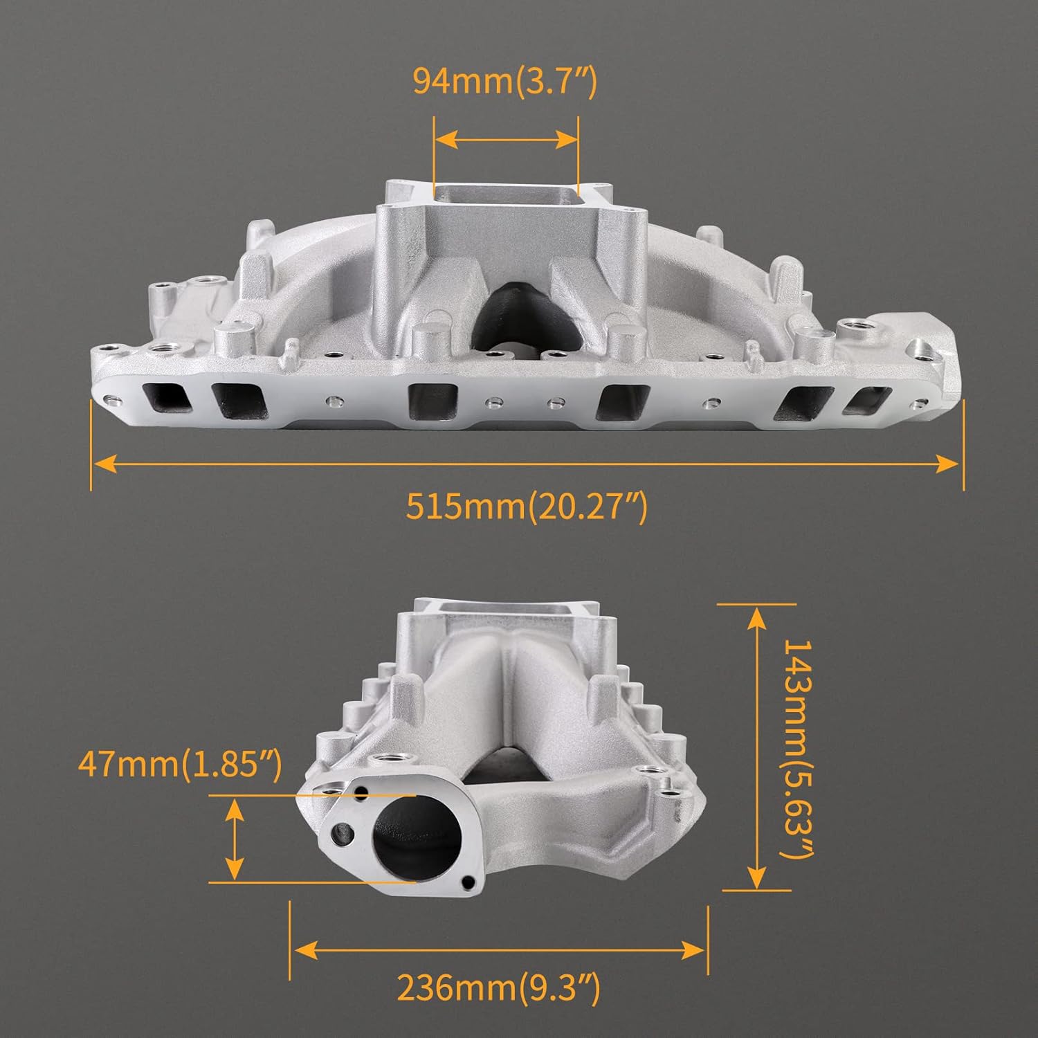 Dokili Aluminum High Rise Single Plane Intake Manifold Compatible with Ford Small Block Windsor 221 260 289 302 5.0L V8 SBF Engines 1962-2001 54031 4-Barrel Square Bore, 3500-8000 RPM