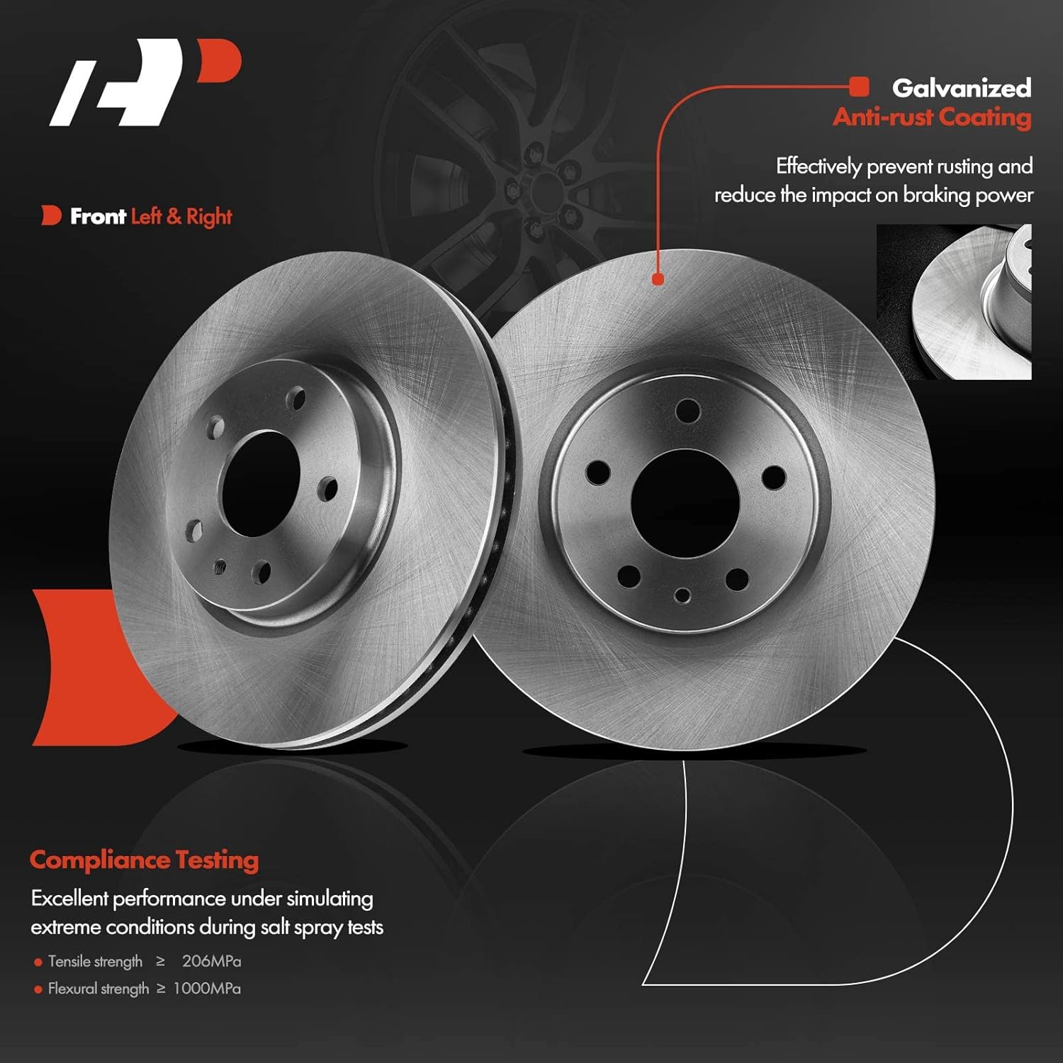 A-Premium 11.81 inch(300 mm) Front Vented Disc Brake Rotors + Ceramic Pads Kit Compatible with Select Ford and Lincoln Models - For Fusion 2013-2020, MKZ 2013-2016, 6-PC Set