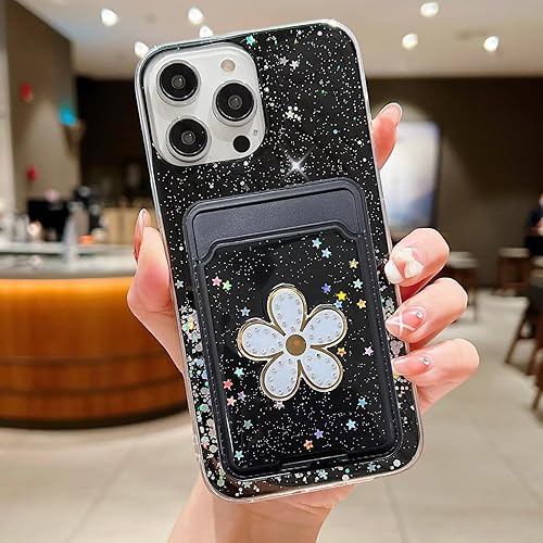 Miniatura 7 de Miagon - Funda transparente con purpurina para Samsung Galaxy A32 5G, ranura para tarjetas, ajuste delgado, funda suave con bonito tarjetero de