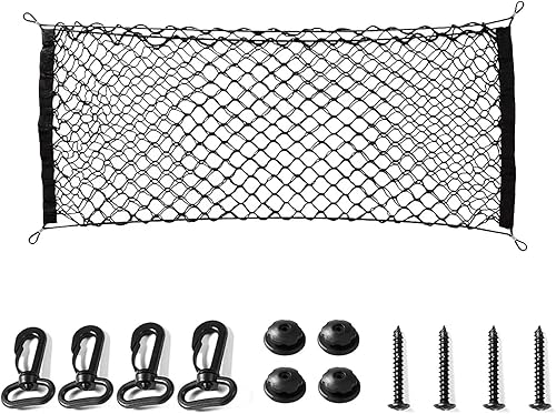 Red de carga elástica, organizador universal para maletero de automóvil, red de almacenamiento elástica ajustable con gancho para SUV, automóviles y