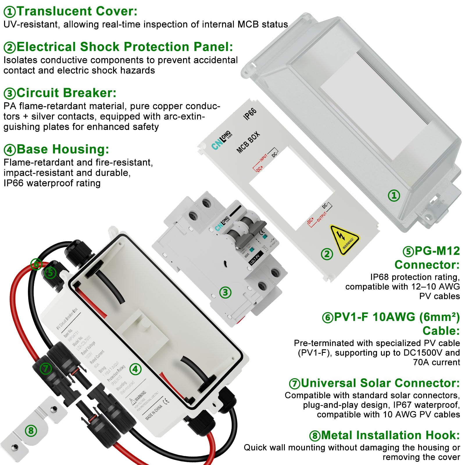 CNLONQ Interruttore Solare DC1000V 63A IP66 Sezionatore PV