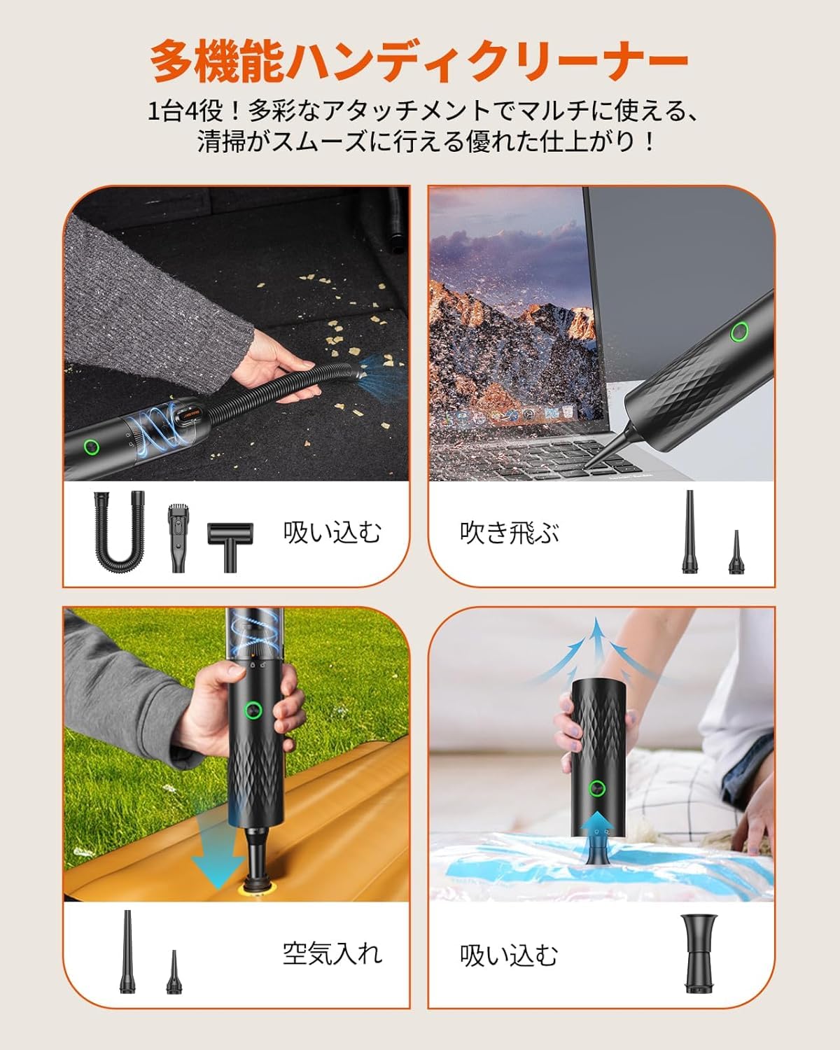 Amazon.co.jp: SEALIGHT 車用掃除機 ハンディクリーナー コードレス