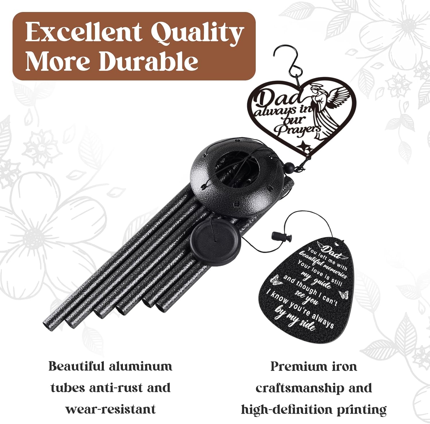 Memorial Gifts for Loss of Dad, 30 Inch Memorial Windchimes Outdoors,Sympathy Gifts for Loss of Father,Condolence Bereavement Gift, Angel Ornaments Wind Chimes Home Decor with Soothing Melodic Tones - Image 5