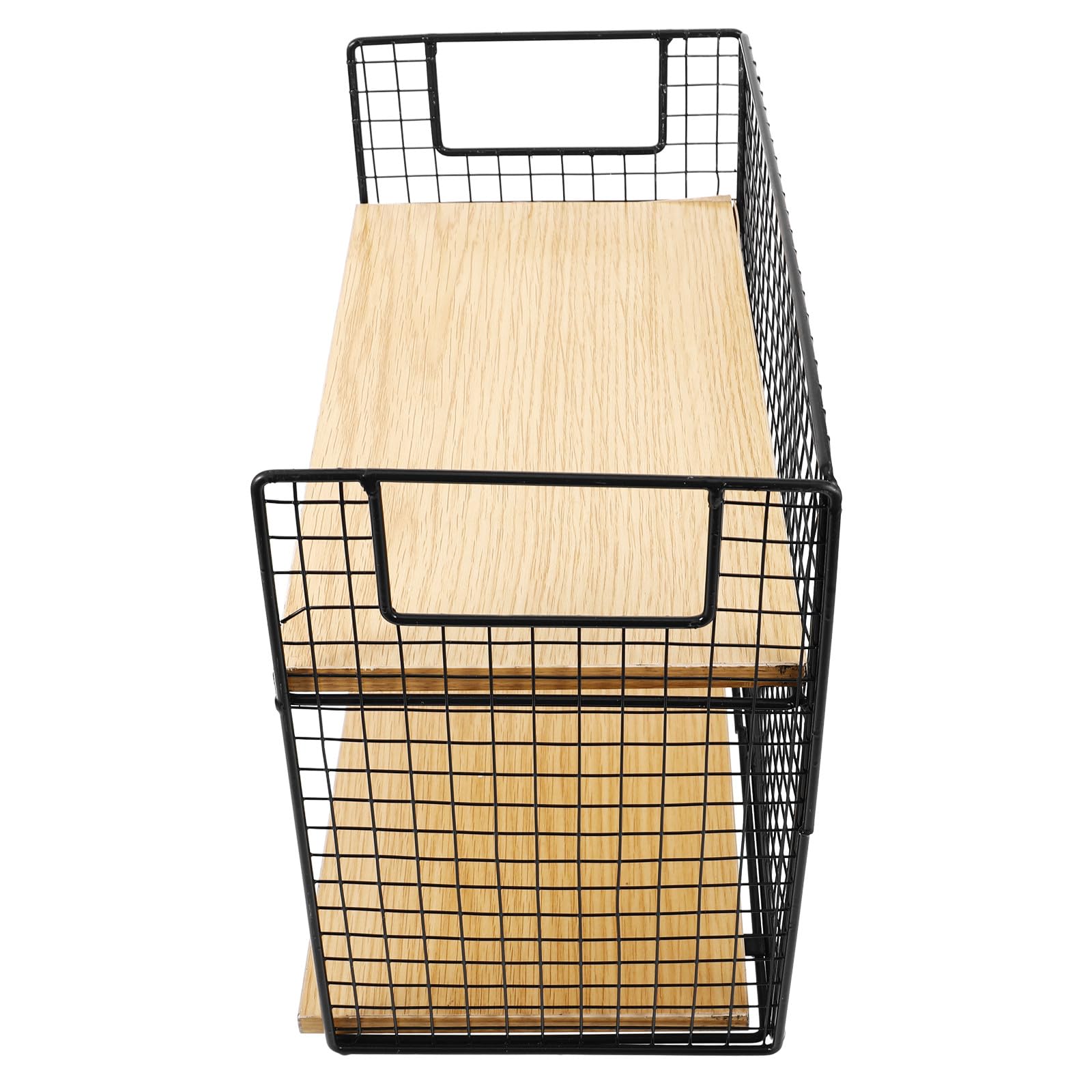 FRCOLOR 2-stufiges Küchenregal aus Metall und Holz Praktisches Gewürzregal und Tassenablage Vielseitiger Organizer für Küchenarbeitsplatte und Esstisch zu Hause