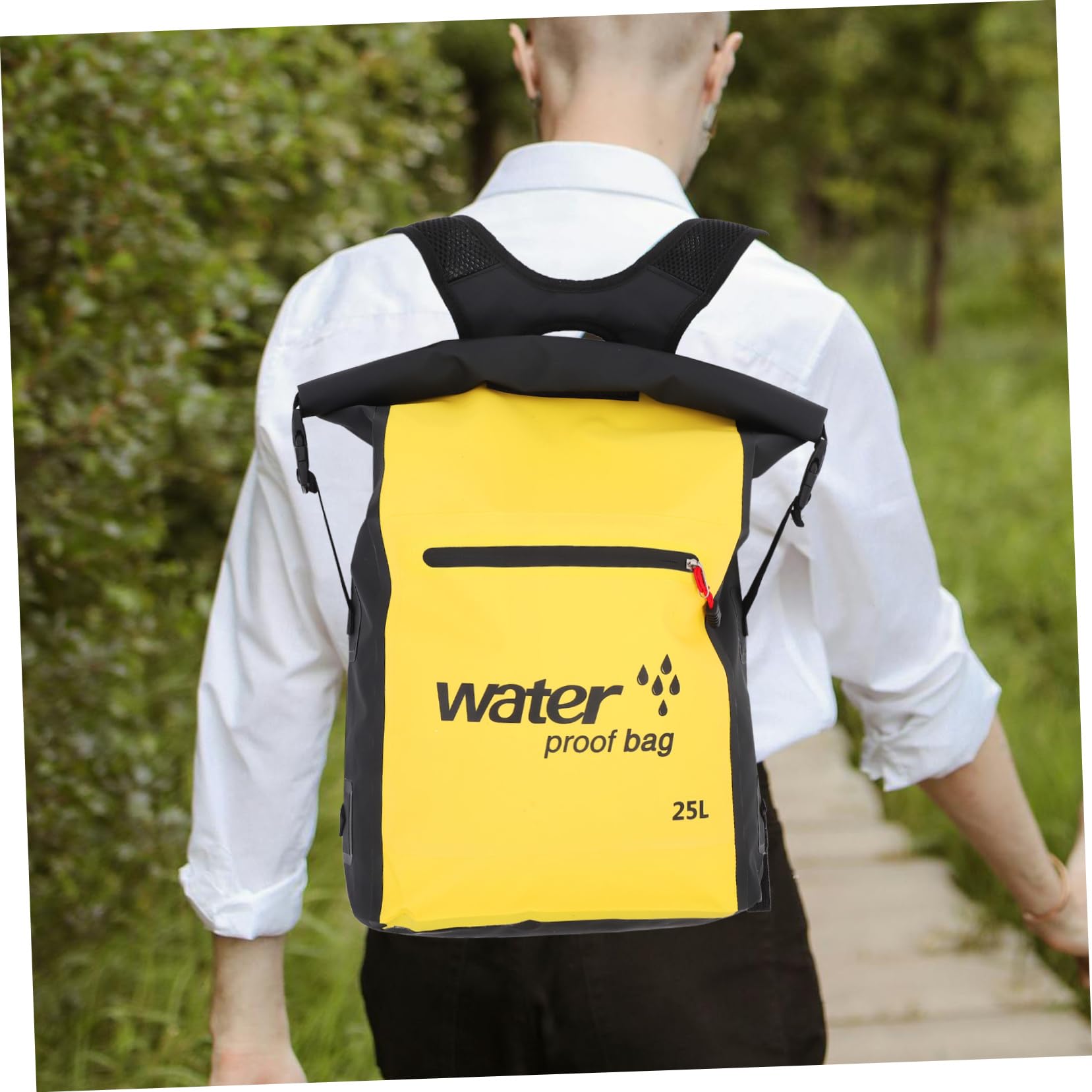 Dry Bag 25l in Pvc Nero, Zaino Idrorepellente per Vacanze Estive