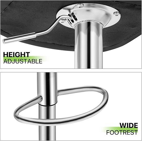 Miniatura 9 de Magshion Juego de 2 taburetes de bar, sillas ajustables de isla de cocina, taburetes de bar giratorios sin apoyabrazos, silla de piel sintética,