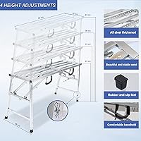 Vista 5 de Plataforma de andamio ajustable con capacidad de carga de 600 lb, escalera de acero, plataforma de trabajo plegable portátil para limpieza de RV