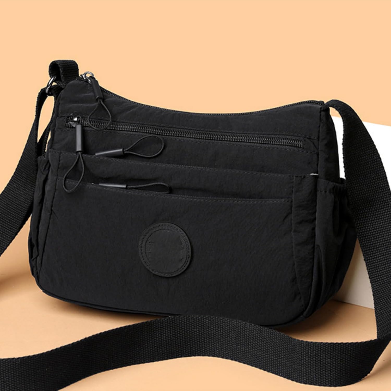 Solid Color Fashionable Multi-pocket Zipper Crossbody Bag,Multi-pocket Zipper Pocketbooks Shoulder Bags, Daily Use