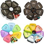 Weekly Pill Organizer, Large Daily Pill Case Portable Travel 7 Day Pill Box Dispenser with Large Compartments for Pills Vitamins Fish Oil, Rainbow Color