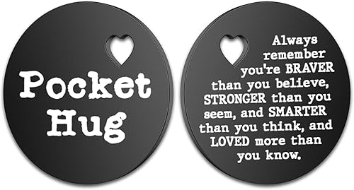 Ficha de abrazo de bolsillo de doble cara Always Remember You are Braver Than You Believe Token Thinking of You Love Card Gift Inspiración Regalo de