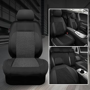 CAR-GRAND 3D Embossed Waterproof Seat Covers for Car, EVA Neoprene Car Seat Cover Full Set,Universal Automotive SUV Sedan Truck, Airbag Compatible,3 Zipper Rear Armrest (Black)