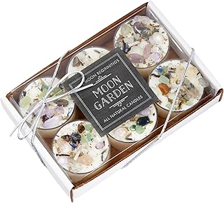 Moon Garden Candle by New Moon Beginnings - Soy Candle - All Natural Aromatherapy Crystal Candles - Intention Candle - Manifestation Candle - Set of 6 Tealights