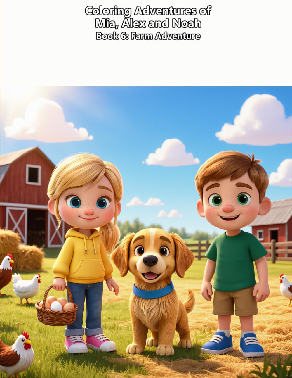 Coloring Adventures of Mia, Alex and Noah Book 6: Farm Adventure