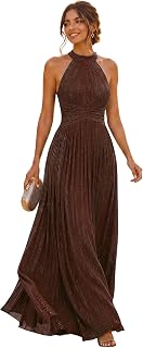 Ever-Pretty Women's Maxi Halter Formal Dress Stretchy Glitter Evening Gowns
