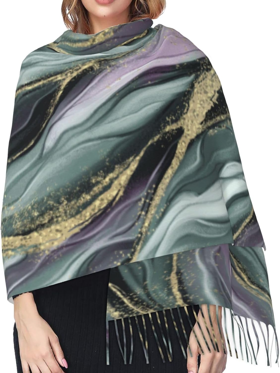 Leopard Skin Scarf Soft Faux Cashmere Fringe Shawl – Lightweight Fringe Wrap for Women 77 x 27 in - Image 7