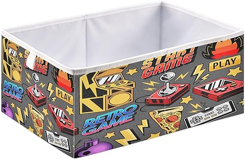 QUGRL Controlador de juegos retro organizador vintage joystick plegable ropa cesta de almacenamiento para estantes, armario, oficina, dormitorio,