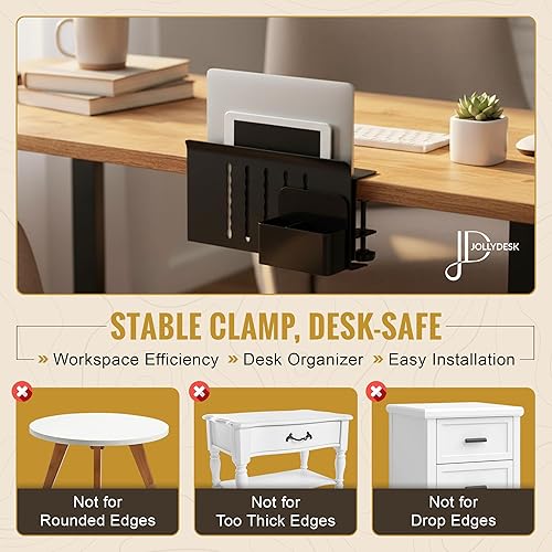 Miniatura 4 de Almacenamiento lateral de escritorio, organizador de escritorio lateral de acero, soporte para portátil con abrazadera en soporte magnético para