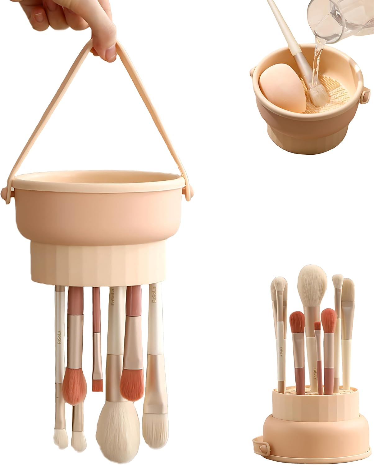 Silicone Makeup Brush Cleaner Bowl, 2 in 1 Cosmetic Brush Cleaning Mat