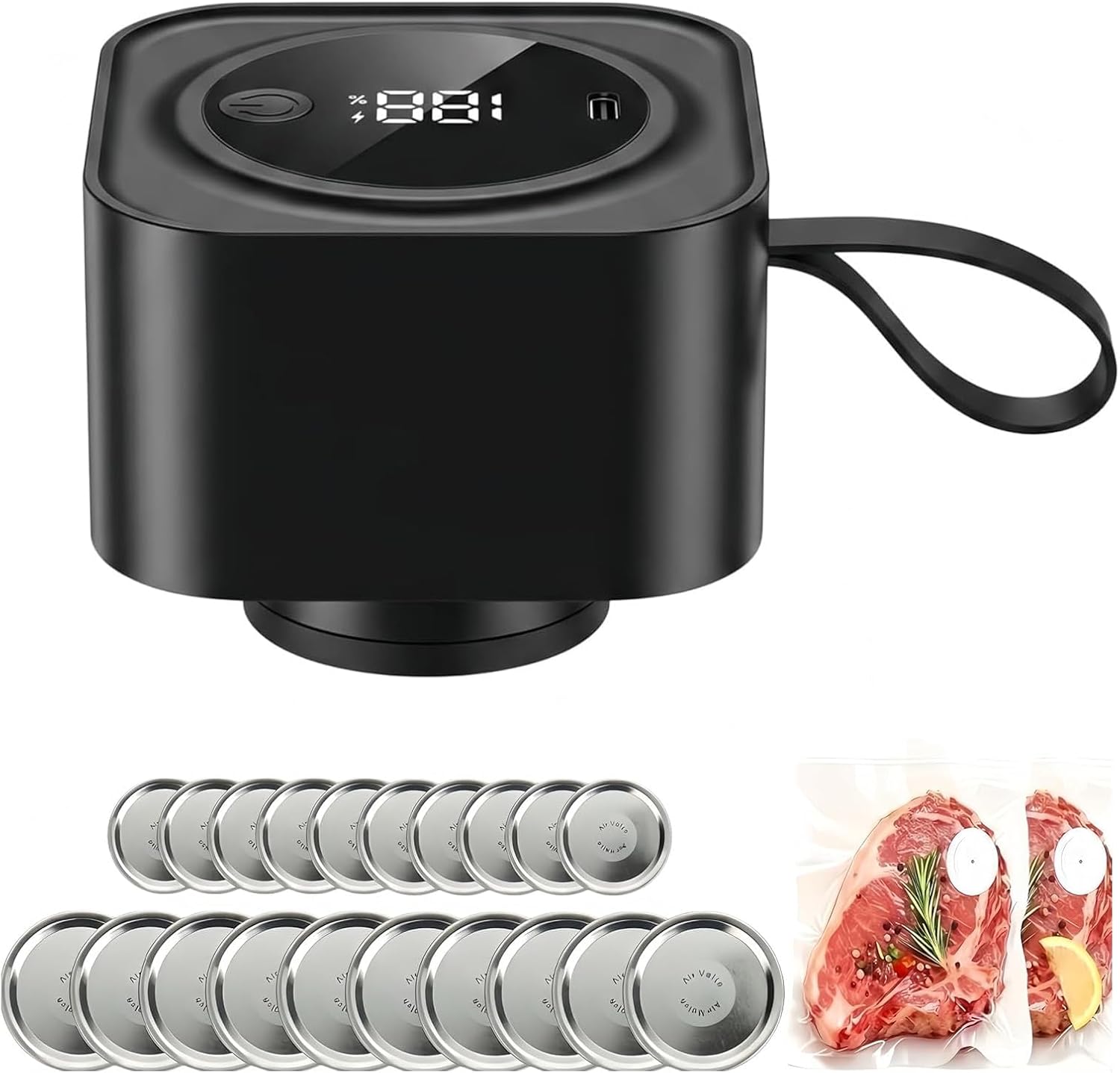 Mason Jar Vacuum Sealer Kit for Wide and Regular Mouth Mason Jars