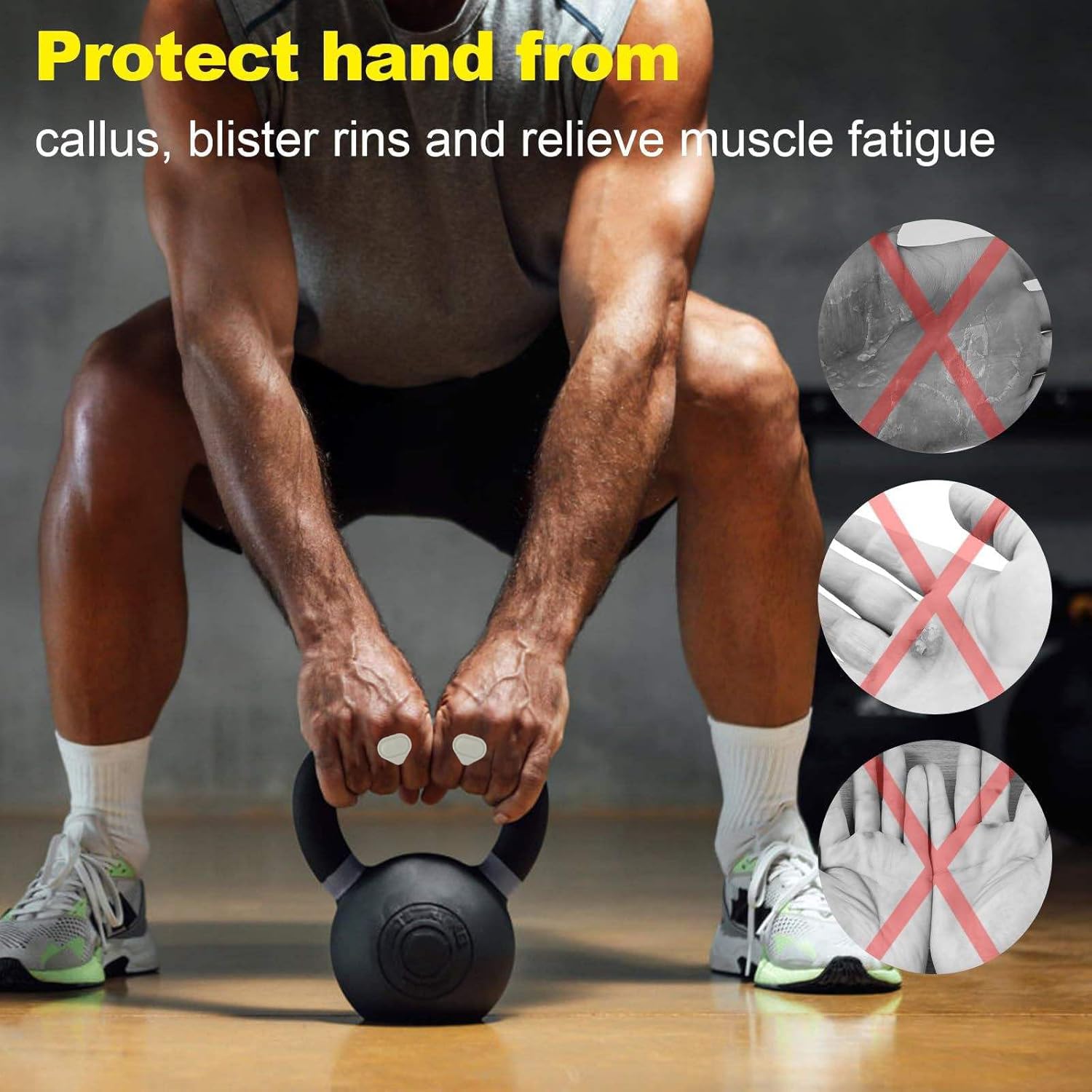 Weight Lifting Grips for Women & Men, Anti-Slip Rubber Workout Grips for Palm Protection, Suitable for Dumbbell, Pull-Ups and Various Fitness Equipment - Image 5