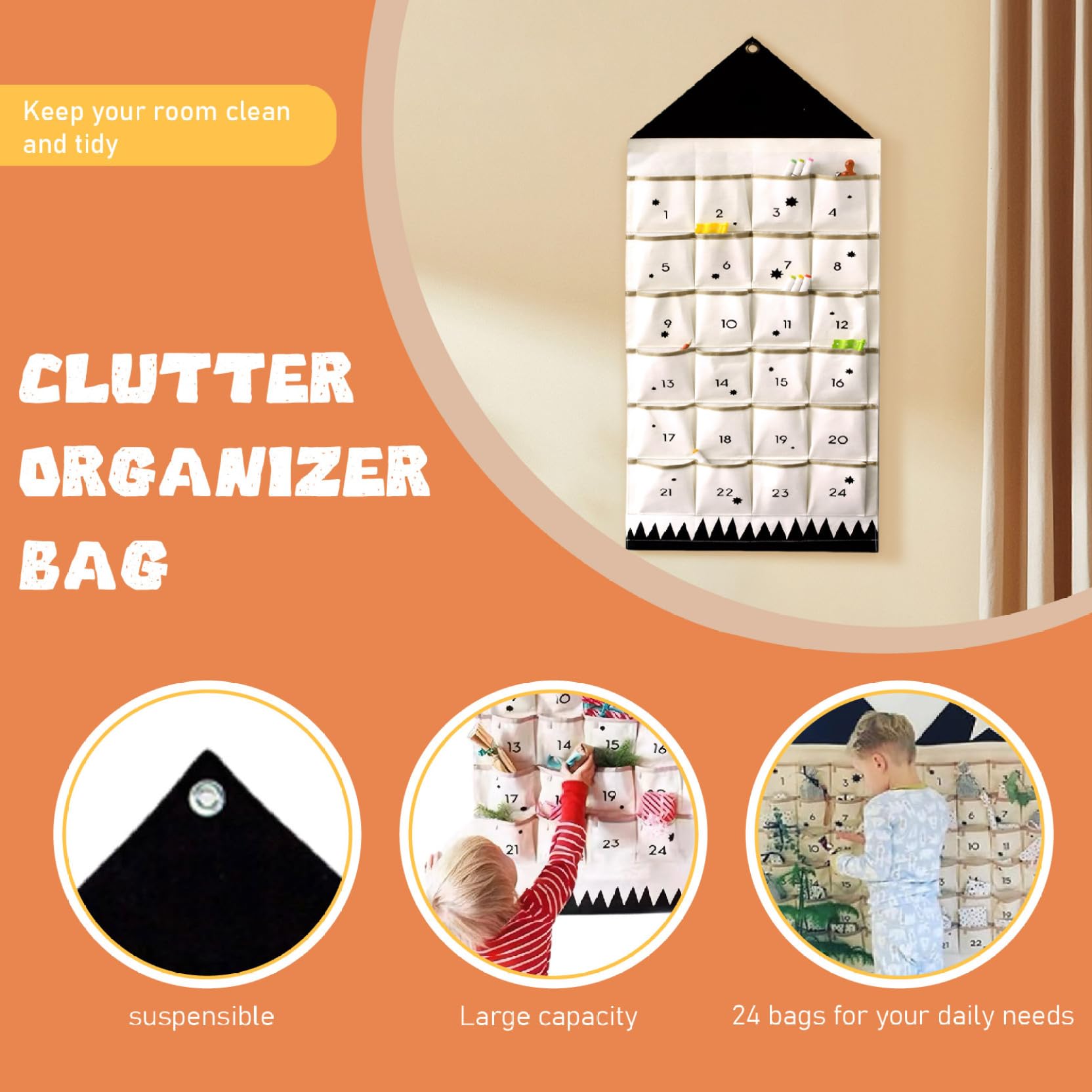Gcroet Calendario sospeso dell'avvento di Natale con 24 Tasche vuote Calendario per Lotta per Lotto di Stoffa Portatile Vuoto Decorazioni per Il Parete della Porta 24 Tasche