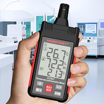 Digital Hygrometer HT607 Digital Temperature Humidity Meter High Precision Room Humidity Gauge with Max/Min/Data Hold Mode