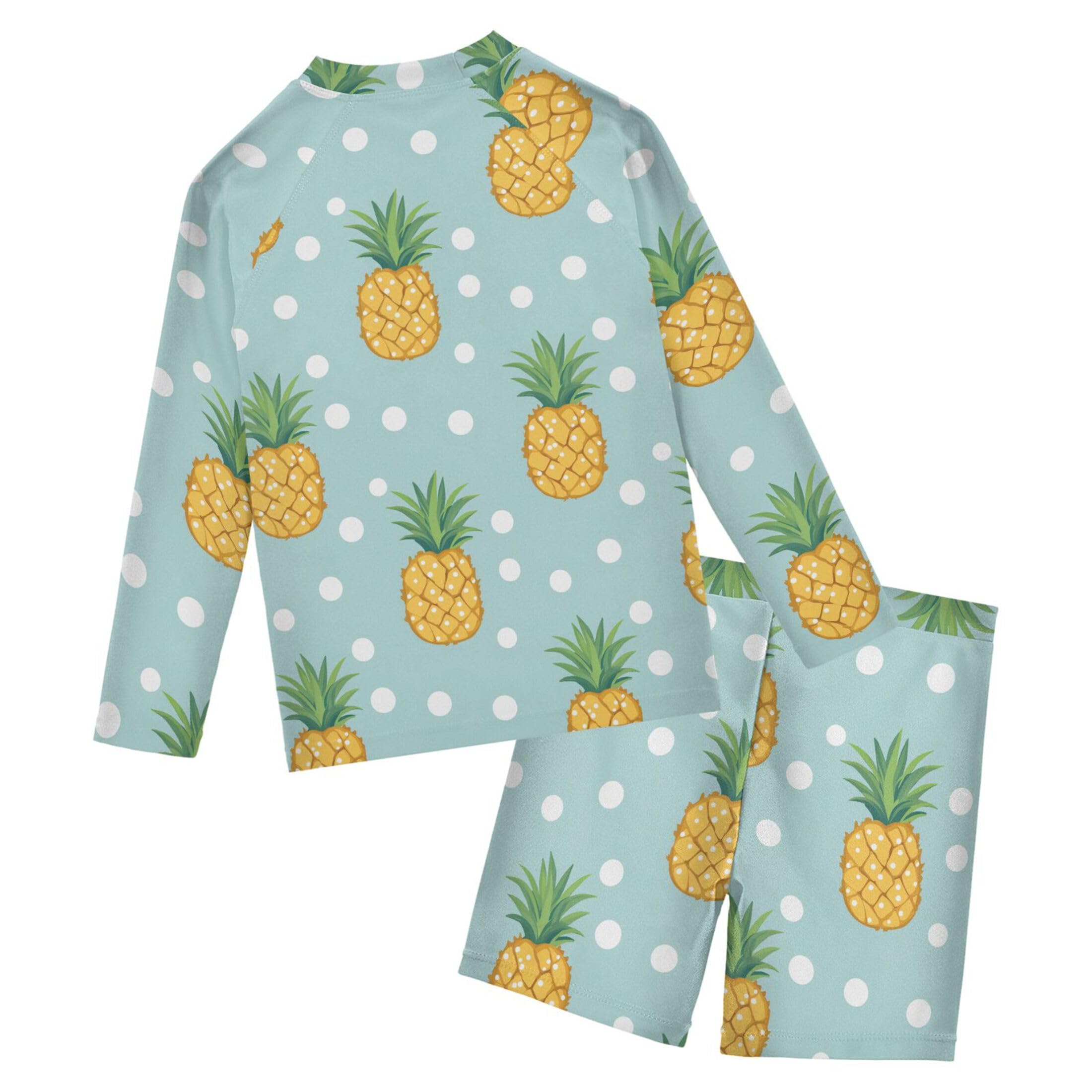 Pineapple Fruit Baby Boys' Toddler Long Sleeved Rashguard Swim Bathing Suit Set B0404310