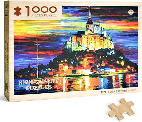 Rompecabezas para adultos 1000 piezas rompecabezas de madera Mont Saint-Michel Family Puzzle Games Adults Challenging Game - Mont Saint-Michel