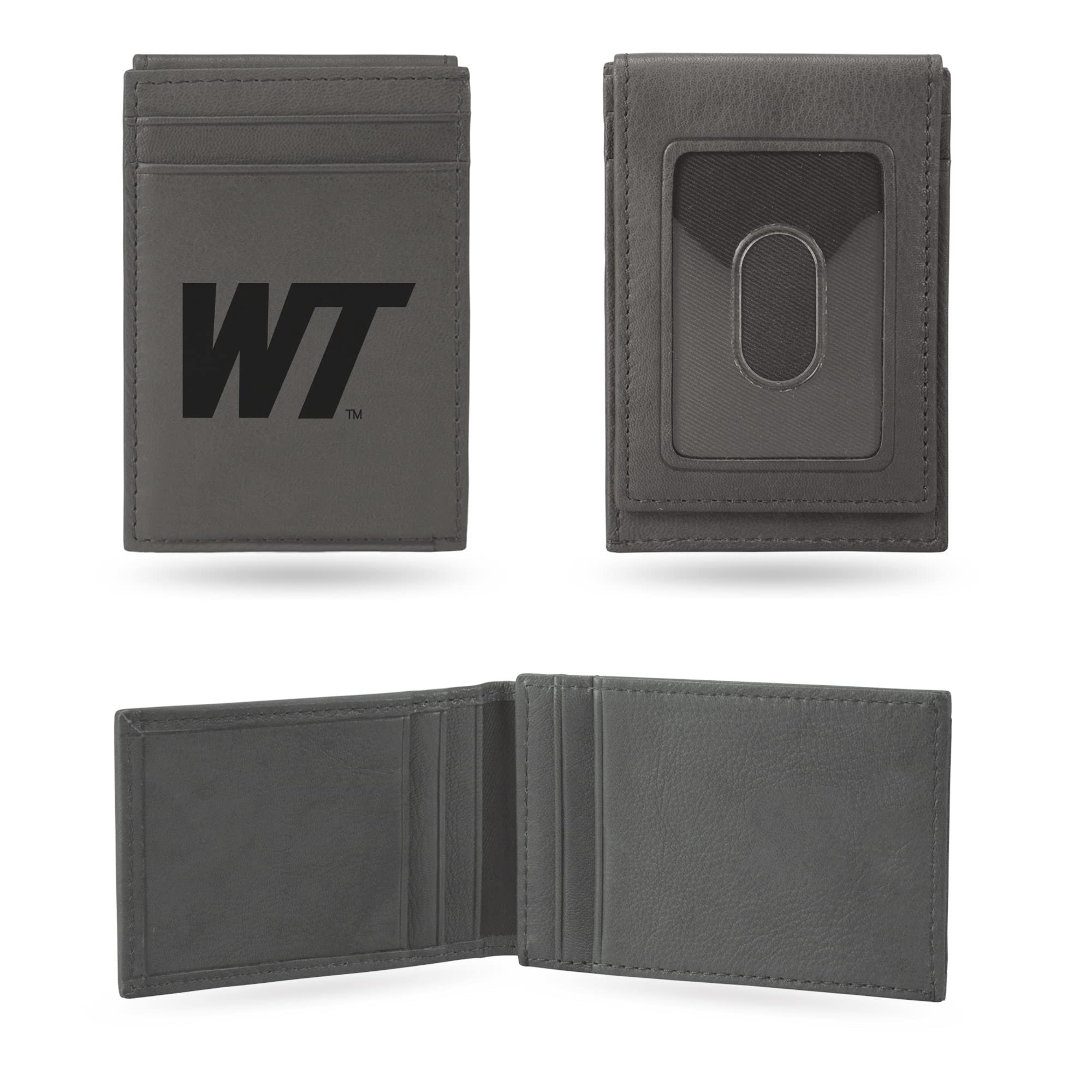 Rico Industries NCAA Gray Laser Engraved Front Pocket Wallet - Compact/Comfortable/Slim