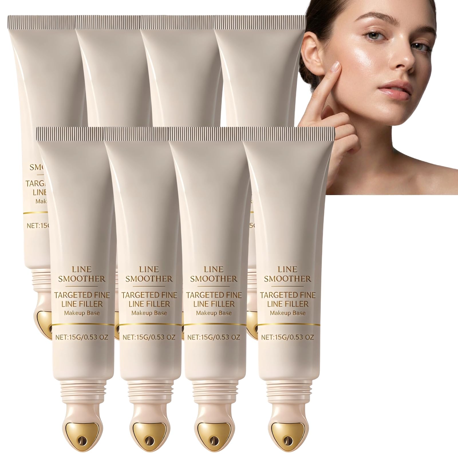 Fondotinta per pelli mature, riempitivo delle rughe, primer colorante immediato, crema levigante per pori, con vitamina C e niacinamide, per pelle liscia (8 pezzi)