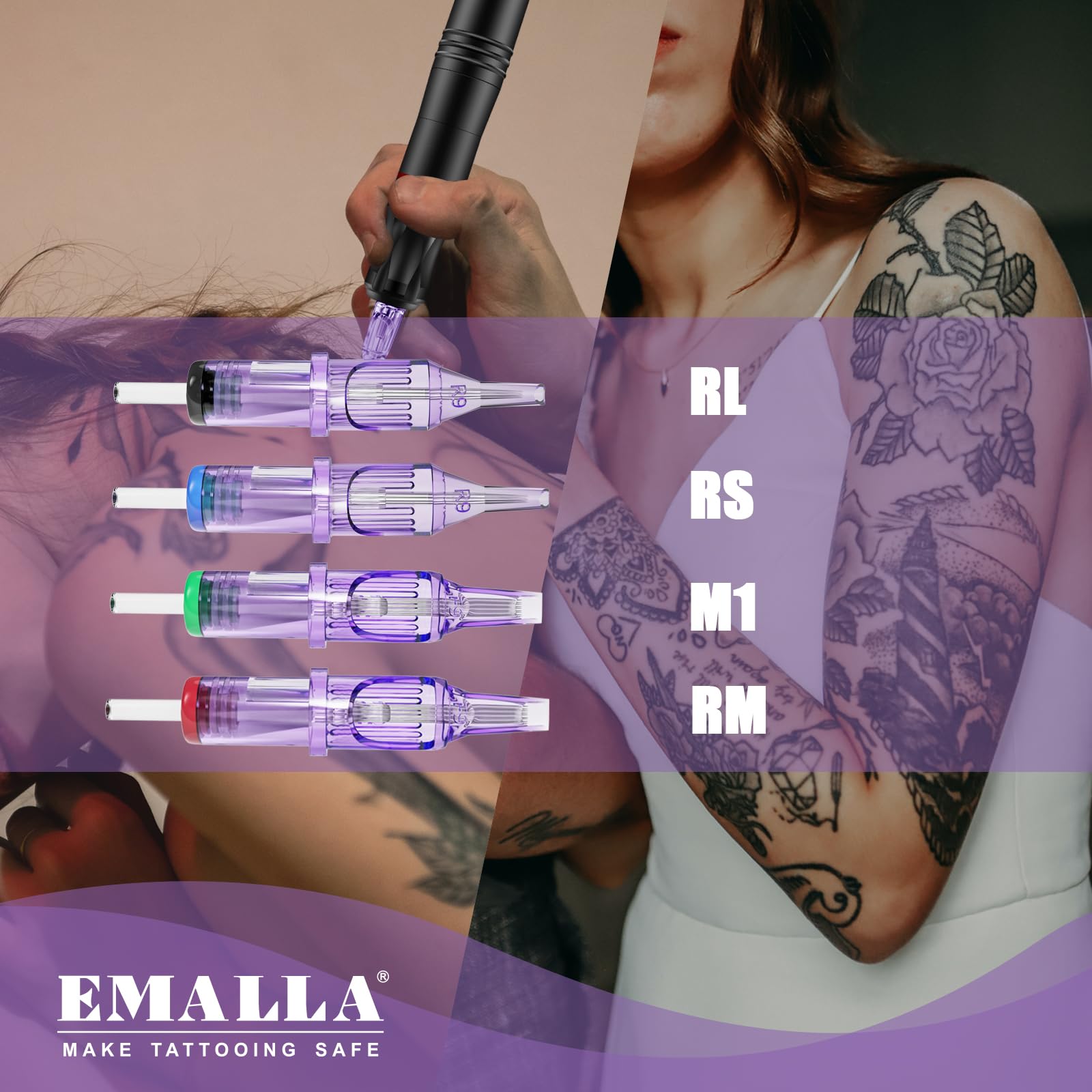 Cartuchos 40 Mix - Emalla Cartuchos Desechables 1003RL 1005RL 1207RS 1209RS Round Liner Shader Cartuchos para Artistas