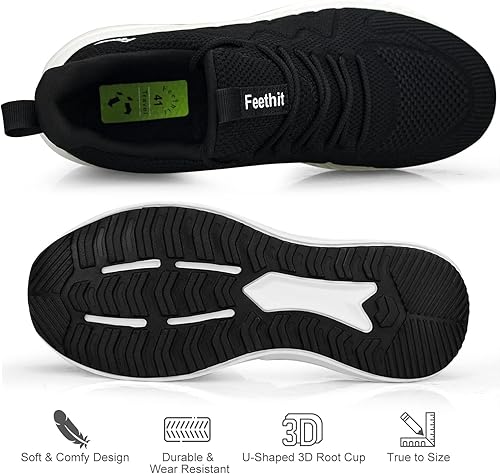 Miniatura 5 de Feethit - Tenis para hombre antideslizantes, ligeros, transpirables, estilo slip-on, para caminar, correr y gimnasio