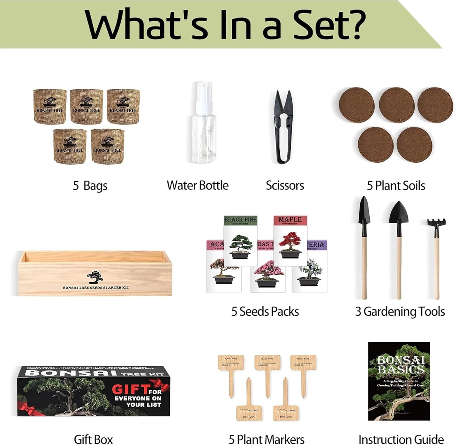 Meekear Bonsai Tree Kit with Complete Growing Starter Kit, Great Potted Growing DIY Gift for Adults
