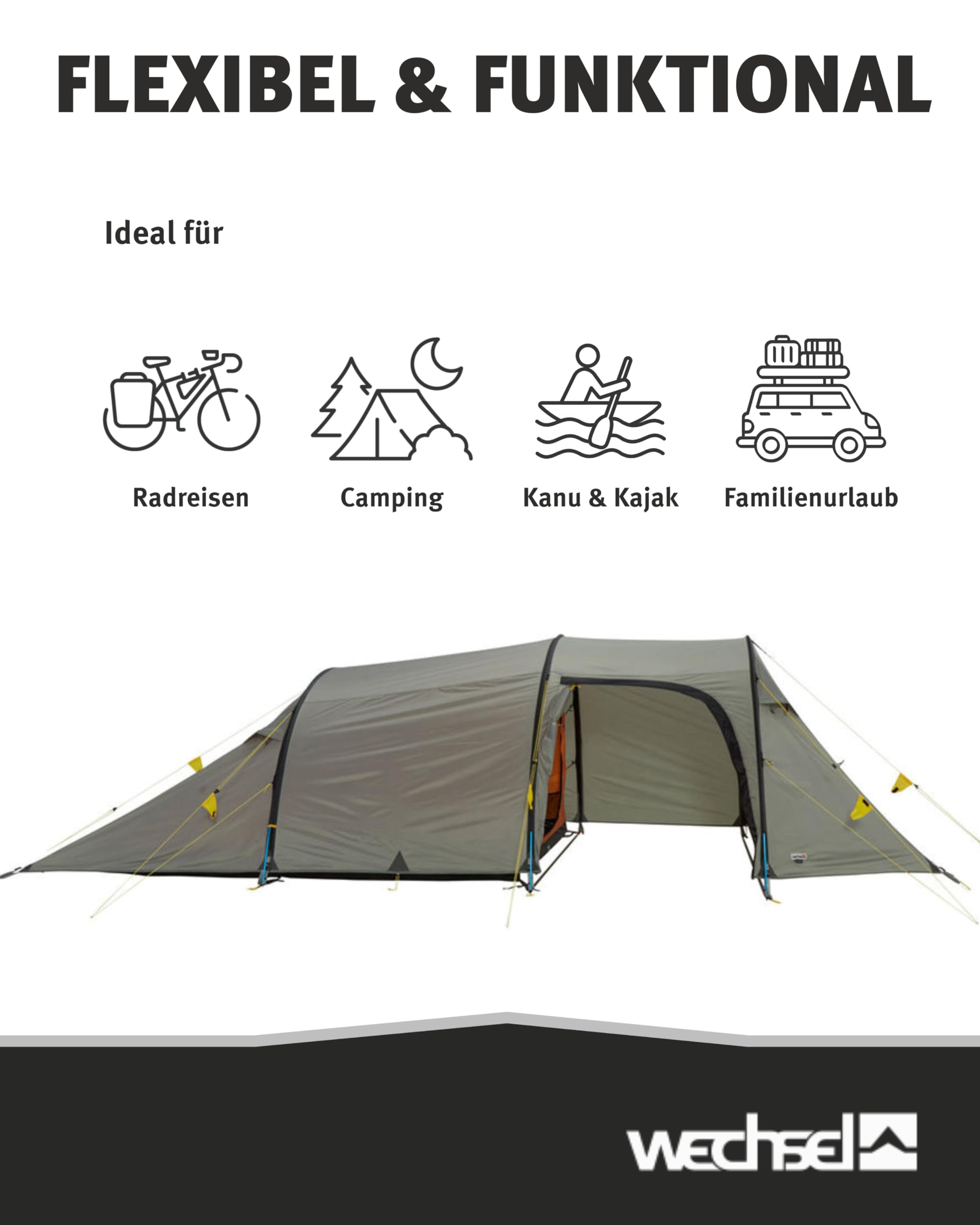 Wechsel Groundsheet Intrepid 4 I Schwarz I robuste Zelt-Unterlage Boden I Zeltplane wasserdicht mit 7000mm Wassersäule I Bodenplane aus 75D Polyester I Camping-Plane zum Schutz vor Nässe & Schmutz
