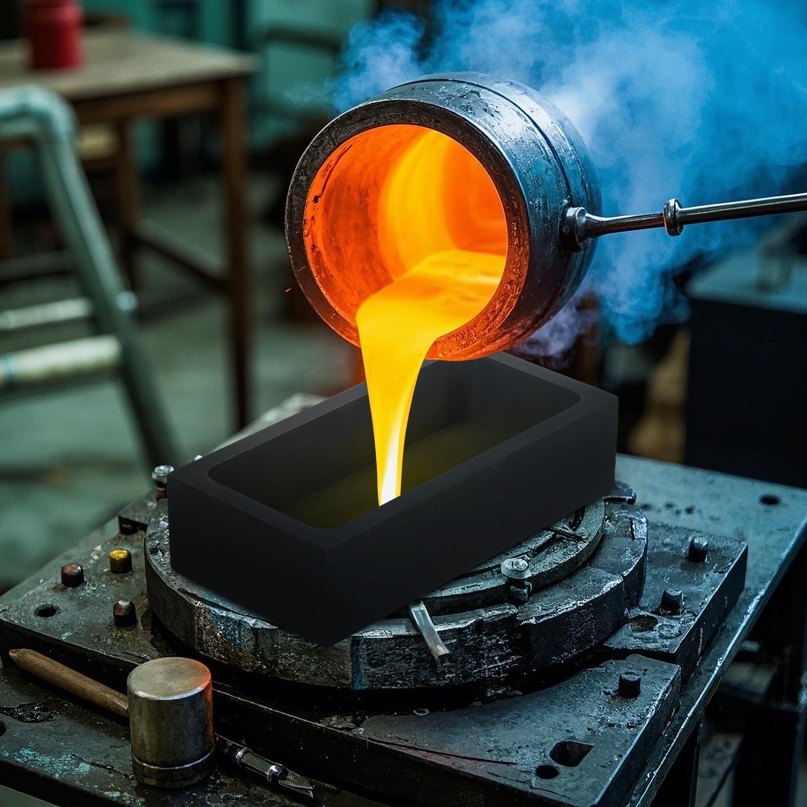 Beaupretty Stampo in Grafite Nero per Colata di Metallo e Olio, 3 Pezzi, Alta Stabilità Termica, Applicazione Versatile per Industria Petrolifera e Strumenti da Forno