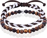 Vista 46 de Black Beaded Bracelets for Men Boys: 6mm Obsidian Onyx Lava Beads Mens Bracelet Set Mens Jewelry - Cool Anniversary Valentines Fathers Birthday