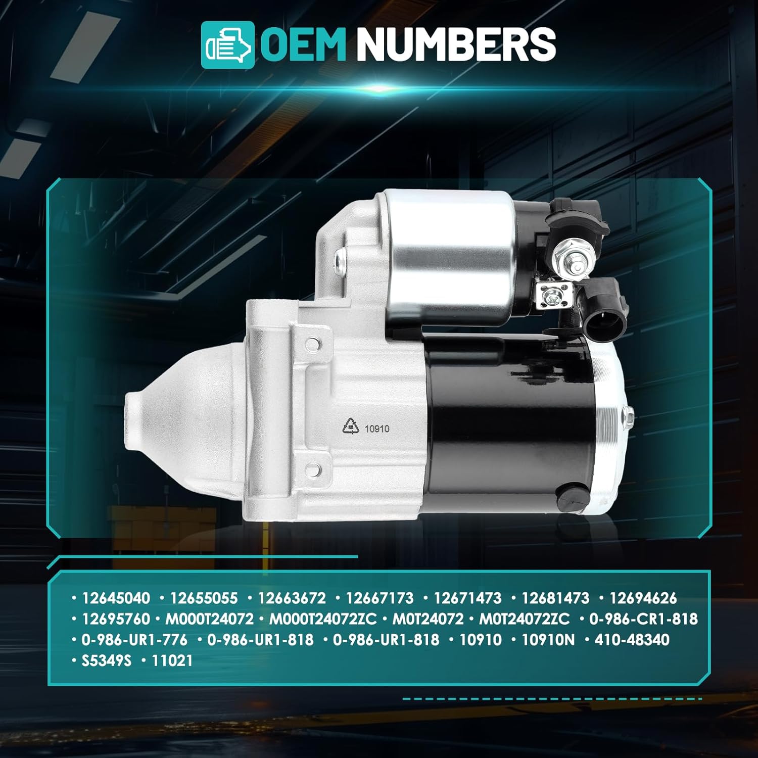 12655055 Starter Motor Fit for Chevrolet-Silverado 1500 Tahoe Express Suburban, for GMC Sierra 1500 Yukon Savana, for Cadillac Escalade Automotive Replacement Starter#M0T24072, 10910N