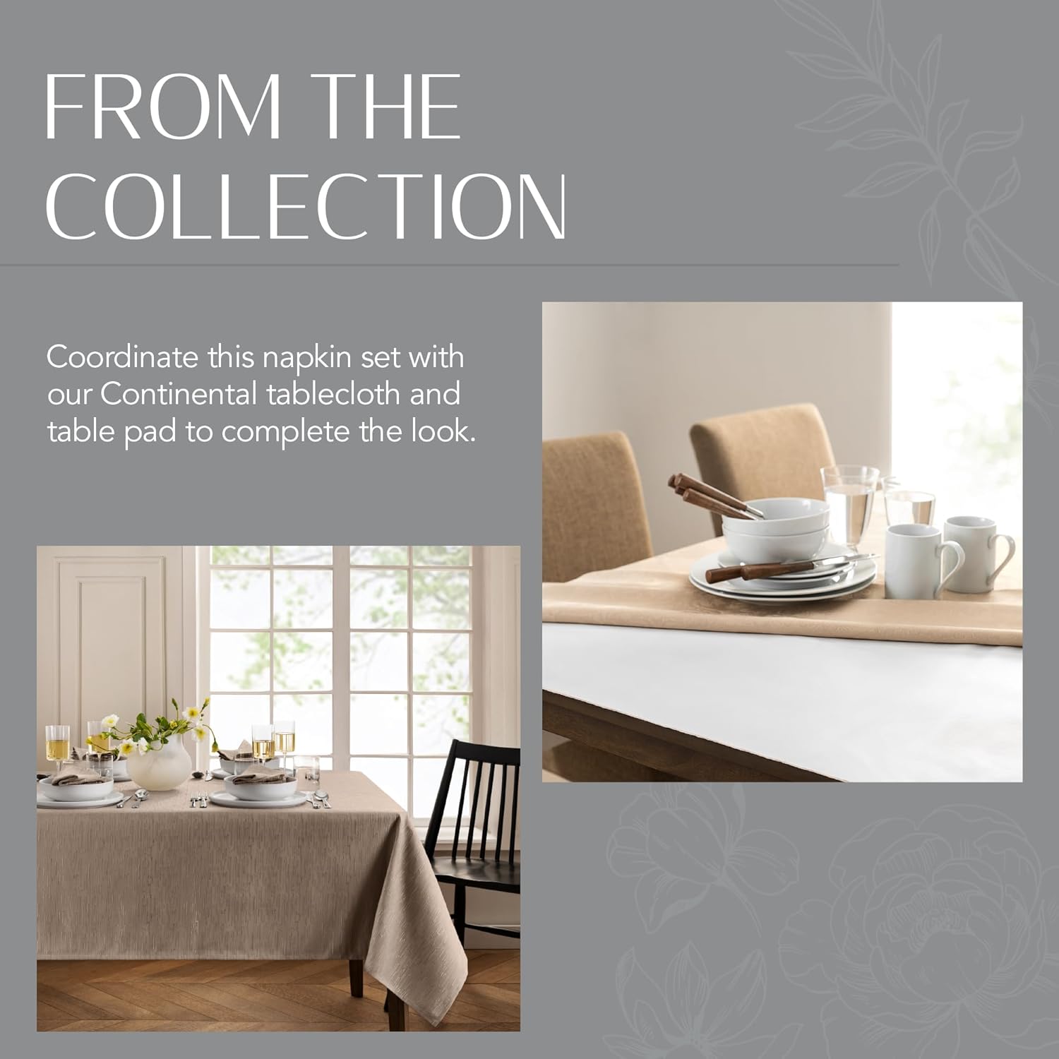 Taupe Polyester Water and Stain Resistant Table Napkins, Set of 4