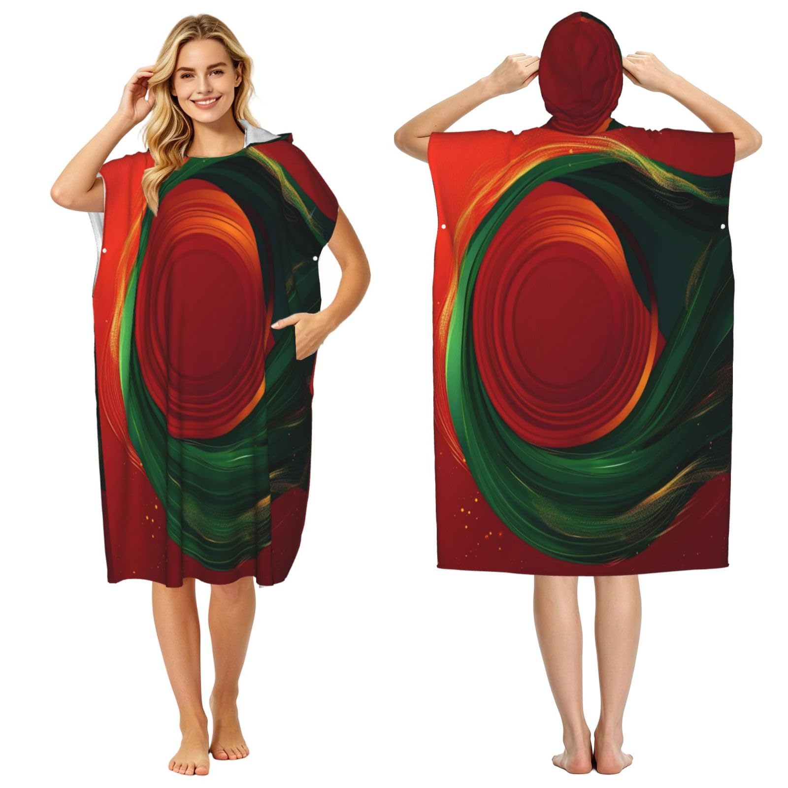 KLGRTJHK Bangladesh Flag Adult Hooded Beach Poncho Towel 43"X35"