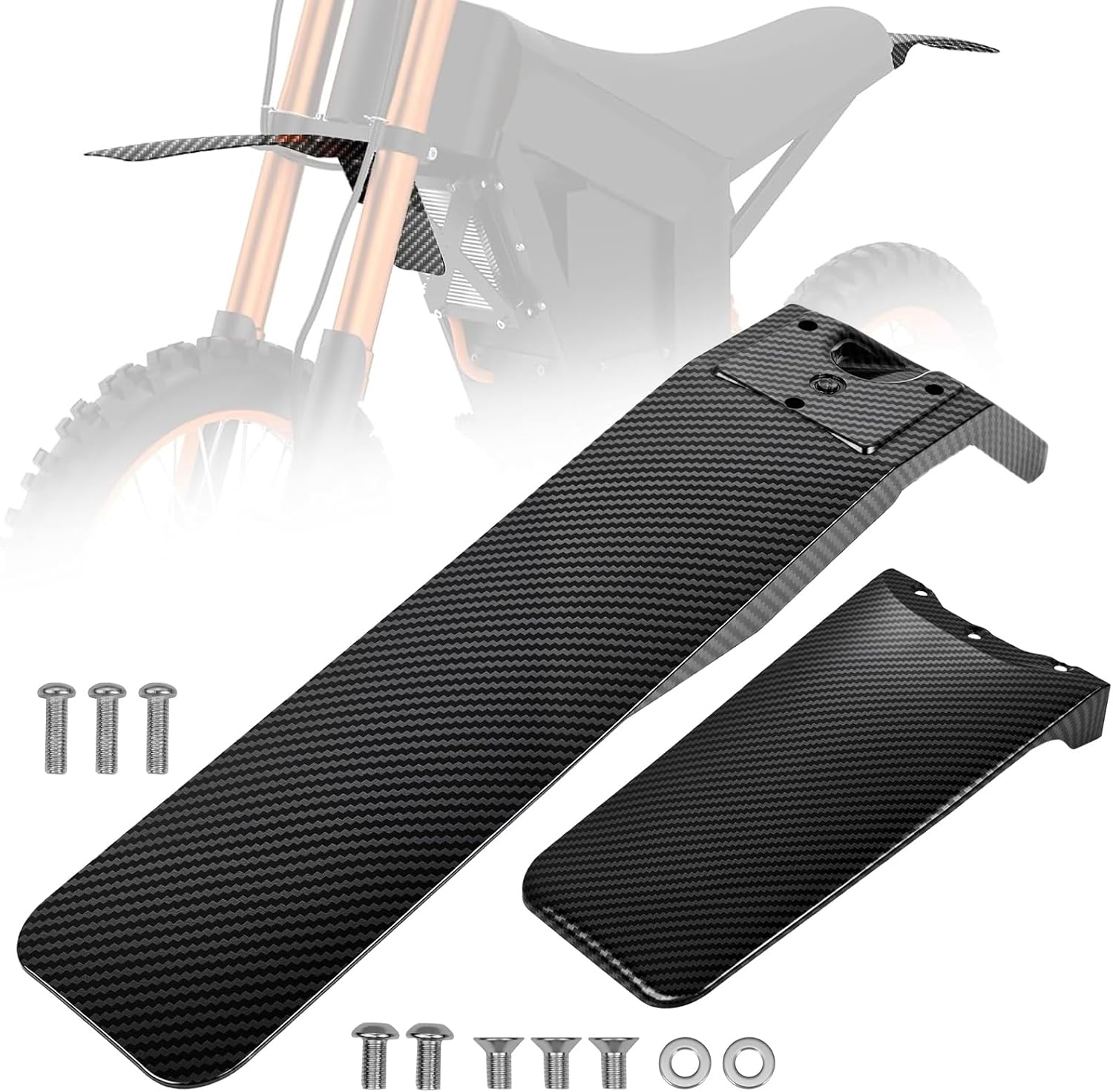 Electric Dirt Bike Front Fender + Rear Fender Compatible Fit for Tuttio Tutti Soleil 01, Mudguard Splash Mud Guard & Protection Keep Clean & Ride Safe Easy Installation Imitation Carbon Fiber